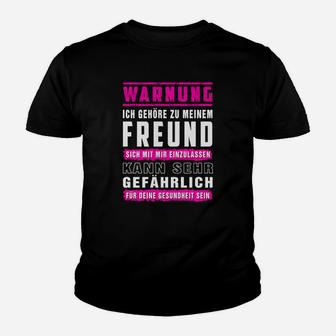 Schwarzes Kinder Tshirt Warnung - Freund Gefährlich, Paar-Hemd - Seseable