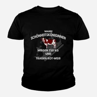 Schwarzes Kuhmotiv Kinder Tshirt, Rote-Weiße Kuh Spruch Tee - Seseable