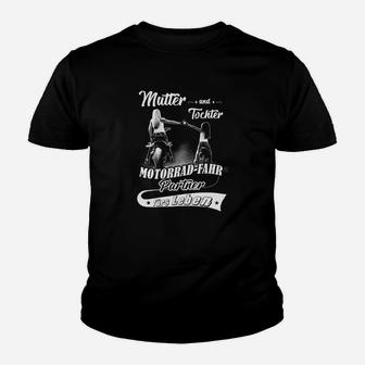 Schwarzes Mutter-Tochter Motorrad Kinder Tshirt im Partnerlook - Seseable