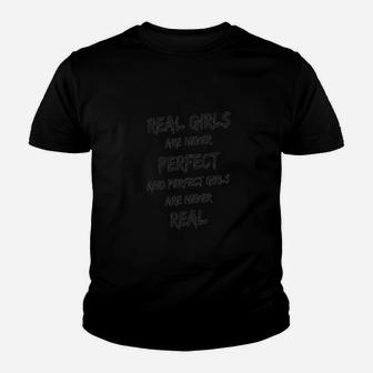Schwarzes Statement-Kinder Tshirt, Real Girls Motiv, Unique Fashion - Seseable