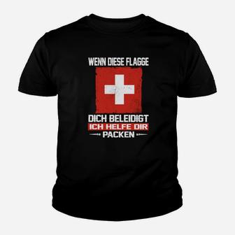 Schweizer Flagge Kinder Tshirt: Patriotisch mit Kreuz & Spruch - Seseable