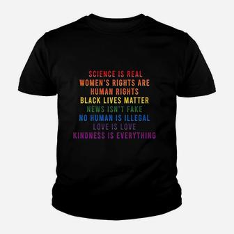 Science Is Real Black Lives Matter Womens Rights Kid T-Shirt - Seseable