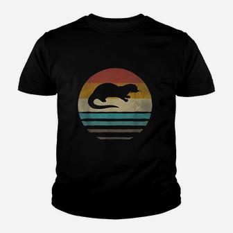 Sea Otter Retro Vintage 60s 70s Silhouette Distressed Gift Kid T-Shirt - Seseable