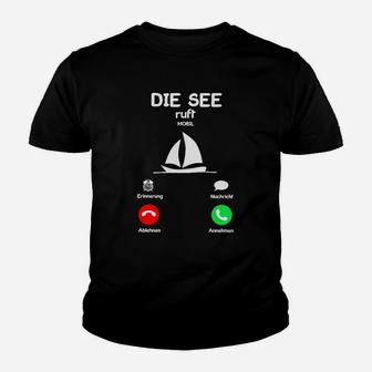 Segelboot Telefon Kinder Tshirt, Die See ruft Design - Seseable