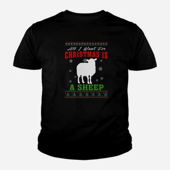 Sheep All I Want For Christmas Is A Sheep Kid T-Shirt - Seseable