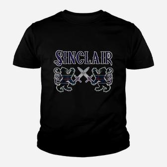 Sinclair Scottish Clan Kilt Lion Family Name Tartan Kid T-Shirt - Seseable