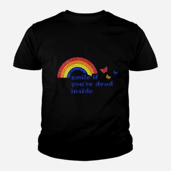 Smile If You Are Dead Inside Rainbow Vintage Kid T-Shirt - Seseable