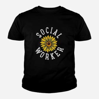 Social Worker Social Work Sunflower Cute Vintage Gift Kid T-Shirt - Seseable