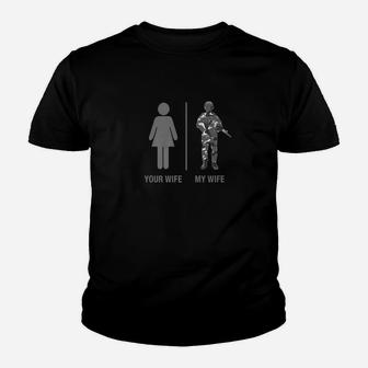 Soldier Wife Funny Military Camouflage Your My Wife Kid T-Shirt - Seseable