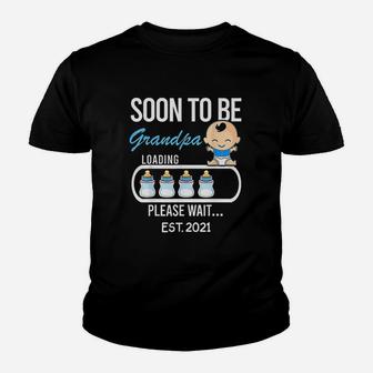 Soon To Be Grandpa Est 2021 Gift Funny Daddy Dad Kid T-Shirt - Seseable