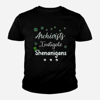 St Patricks Day Shamrock Archivists Instigate Shenanigans Funny Saying Job Title Kid T-Shirt - Seseable
