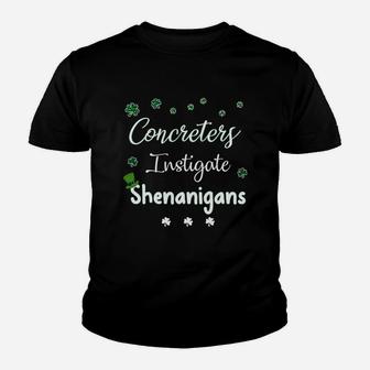 St Patricks Day Shamrock Concreters Instigate Shenanigans Funny Saying Job Title Kid T-Shirt - Seseable
