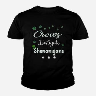 St Patricks Day Shamrock Crews Instigate Shenanigans Funny Saying Job Title Kid T-Shirt - Seseable