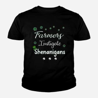 St Patricks Day Shamrock Farmers Instigate Shenanigans Funny Saying Job Title Kid T-Shirt - Seseable