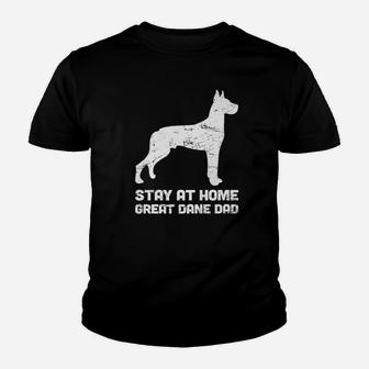 Stay At Home Dog Dad Funny Great Dane Kid T-Shirt - Seseable