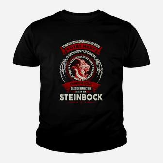 Steinbock Tierkreiszeichen Herren Kinder Tshirt, Tribal Design in Schwarz - Seseable