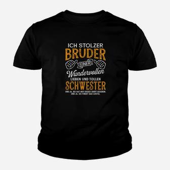 Stolzer Bruder Kinder Tshirt - Ehre für eine wundervolle Schwester - Seseable