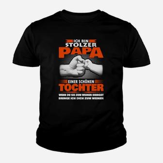 Stolzer Papa Tochter Kinder Tshirt in Schwarz, Vatertagsgeschenk - Seseable