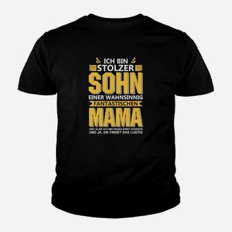 Stolzer Sohn einer tollen Mutter Kinder Tshirt in Schwarz, Familien Tee - Seseable