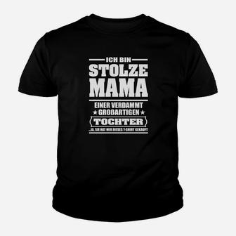 Stolzes Mama und Tochter Statement Kinder Tshirt, Schwarz - Seseable