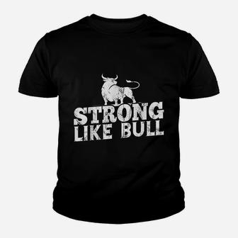 Strong Like A Bull Powerlifting Bodybuilding Kid T-Shirt - Seseable