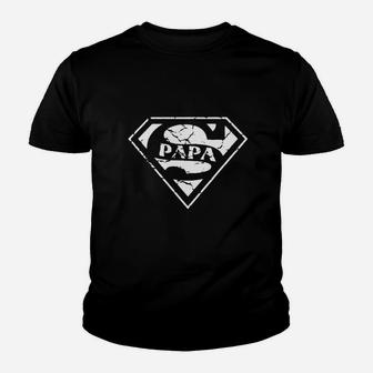 Super Papa Fathers Day, dad birthday gifts Kid T-Shirt - Seseable