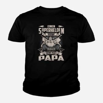 Superhelden Papa Kinder Tshirt Schwarz, Herren mit Spruch - Seseable