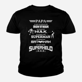 Superhelden Papa Kinder Tshirt, Schwarzes Herren-Kinder Tshirt mit Superhelden-Motiv - Seseable
