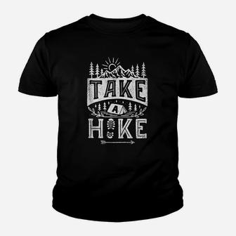 Take A Hike Outdoor Funny Hiking Mountain Hiker Vintage Gift Kid T-Shirt - Seseable