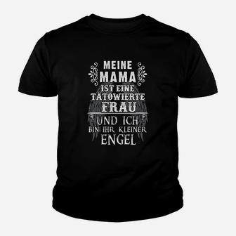 Tätowierte Mama Schwarzes Kinder Tshirt, Kleiner Engel Design für Kinder - Seseable