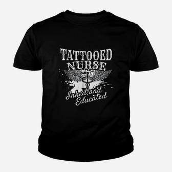 Tattooed Nurse Inked And Educated Inked Nurse Gift Kid T-Shirt - Seseable