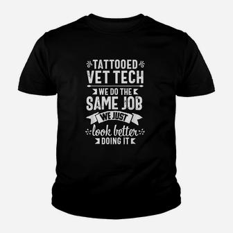 Tattooed Vet Tech Funny Veterinary School Technician Gift Kid T-Shirt - Seseable