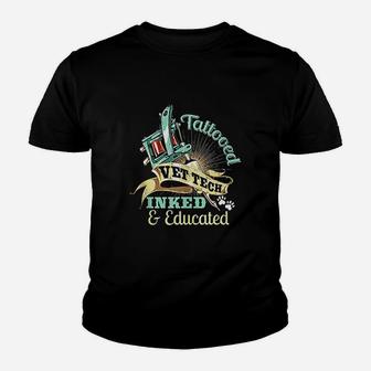 Tattooed Vet Tech Inked And Educated Gift Product Youth T-shirt - Seseable