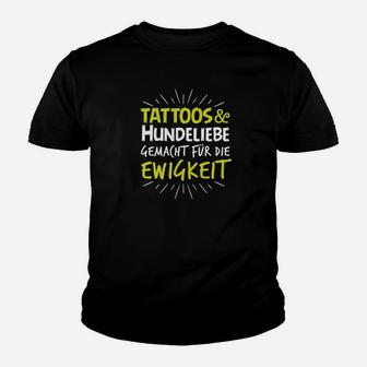 Tattoos & Hunde Liebe Kinder Tshirt Schwarz, Ewigkeitsmotiv für Tierfreunde - Seseable