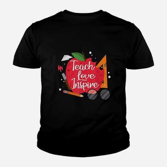 Teach, Love, Inspire Teacher Motivational Appreciation Gift Kid T-Shirt - Seseable