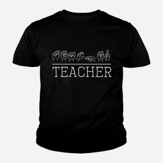Teacher Asl Sign Language Word Kid T-Shirt - Seseable