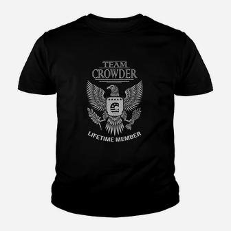 Team Crowder Lifetime Member Family Surname For Families With The Crowder Last Name Kid T-Shirt - Seseable