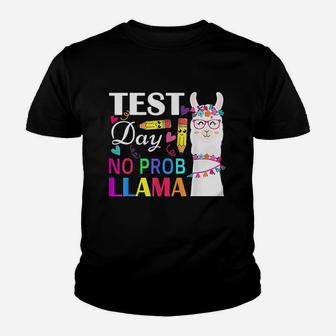 Test Day No Prob Llama Funny Teacher Testing Kid T-Shirt - Seseable