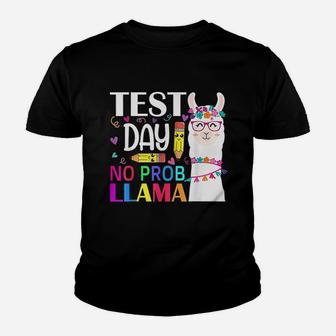Test Day No Probllama Llama Teacher Testing Day Kid T-Shirt - Seseable