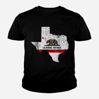 Texas California Flag California Transplant Kid T-Shirt - Seseable