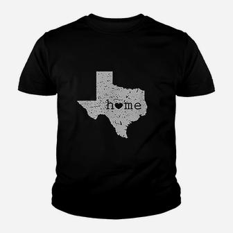 Texas Home Is Where The Heart Is Distressed Map Kid T-Shirt - Seseable
