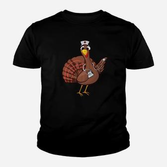 Thanksgiving Nurse Turkey Cool Funny Feast Day Gift Kid T-Shirt - Seseable
