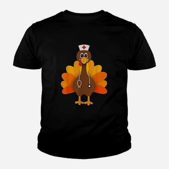 Thanksgiving Turkey Nurse Holiday Nursing Kid T-Shirt - Seseable