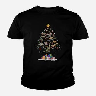 The Dinosaur Christmas Tree Kid T-Shirt - Seseable