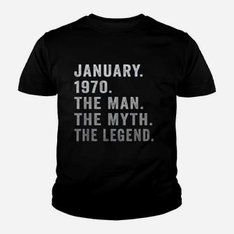 The Man Myth Legend January Vintage 1970 Kid T-Shirt - Seseable