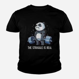 The Struggle Is Real Weightlifting Fitness Kid T-Shirt - Seseable