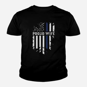 Thin Blue Line Proud Wife Police Family Kid T-Shirt - Seseable