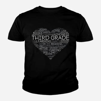Third Grade Word Heart 3rd Grade Student Teacher Kid T-Shirt - Seseable