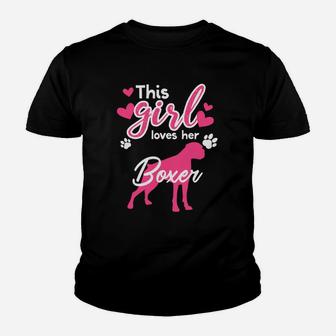 This Girl Loves Her Boxer Graphic Dog Love Kid T-Shirt - Seseable