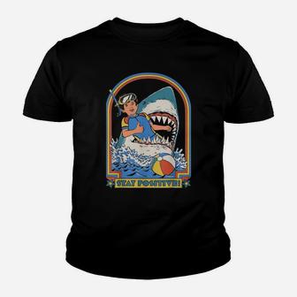 This Is Me Funny Stay Positive Shark Attack Retro Comedy Kid T-Shirt - Seseable
